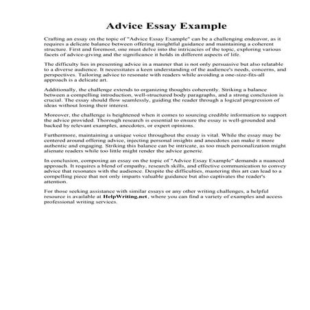 Advice Essay Example pdf Advice Essay Example pdf