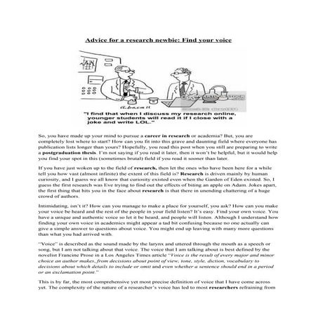 Advice for a research newbie find your voice