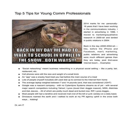 Advice for young communication professionals