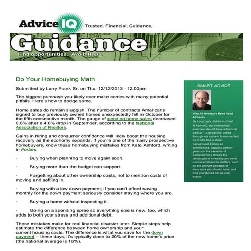 Advice iq do your homebuying math