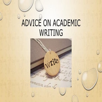 Advice on academic writing.