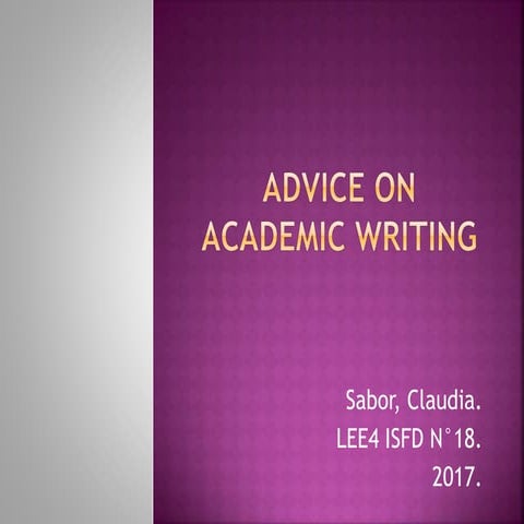 Advice on Academic writing ~ 2017