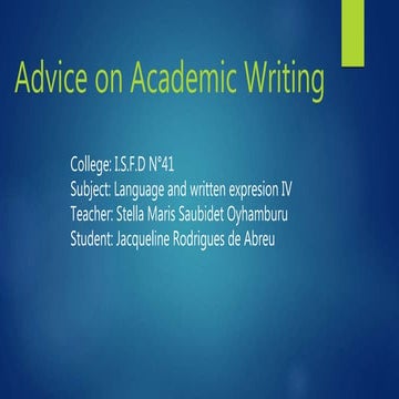 Advice on academic writing