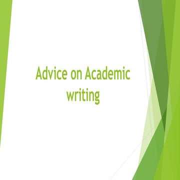 Entry #2 : Advice on academic writing