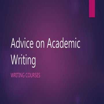 Advice on academic writing