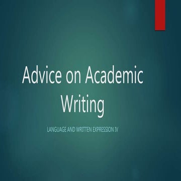 Advice on Academic Writing