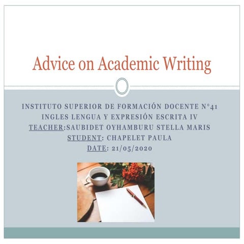 Advice on academic writing