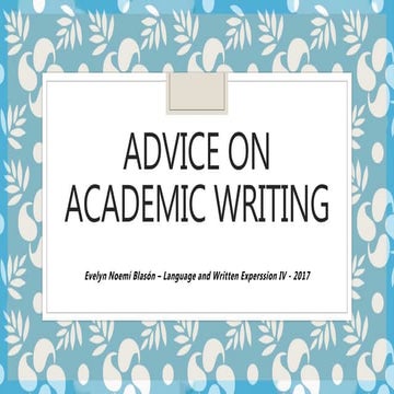Advice on academic writing