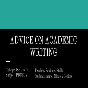Advice on academic wrtiting