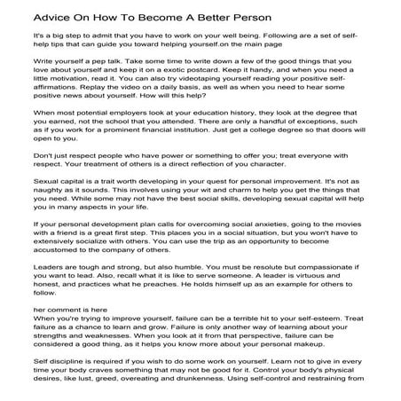 Advice On How To Become A Better Person | PDF