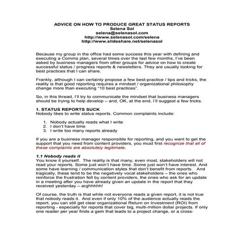 Advice on producing_great_status_reports