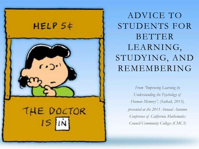 Advice to students for better learning, studying