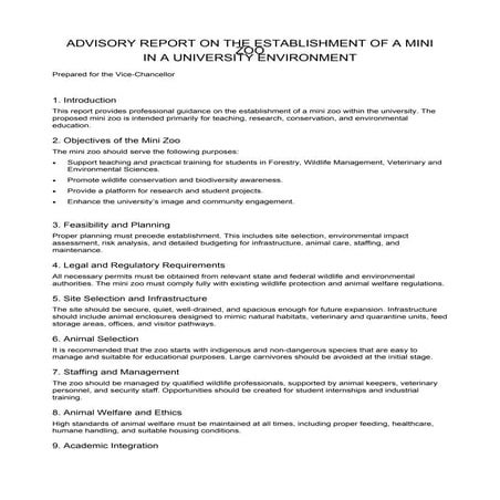 Comprehensive Advisory Report on Establishing a University Mini Zoo for ...