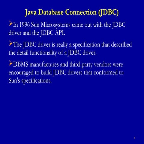 java database connection (jdbc) | PPT