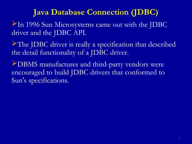 java database connection (jdbc) | PPT
