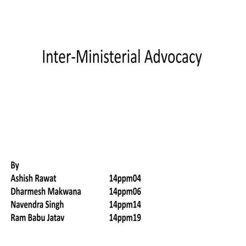 Inter-Ministerial Advocacy of MDGs 