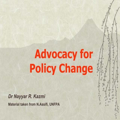 Advocacy for health policy change