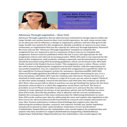 Advocacy Through Legislation New York.docx