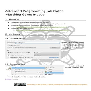 Matching Game In Java
