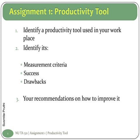 Adv prod tools assgn1-productivity tool