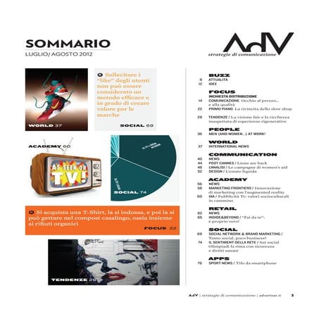 ADV Strategie di Comunicazione - Sommario Luglio/Agosto 2012