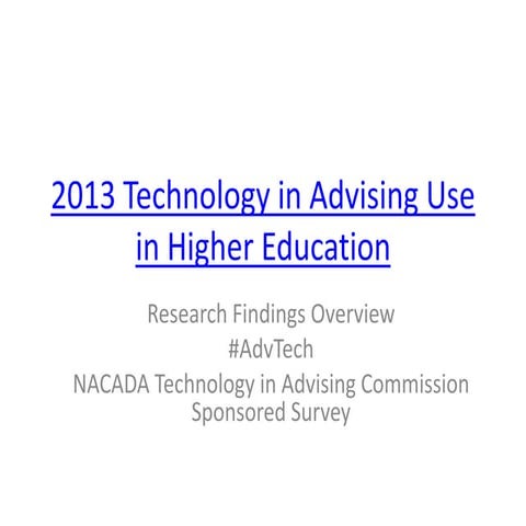 Technology & Advising Use in Higher Ed #AdvTech 2013 - Research Overview over...