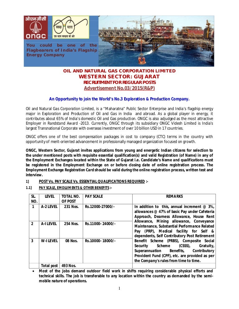 ongc gujrat notification 2015