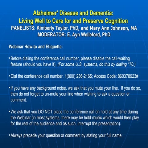 Ad webinar diet and exercise to prevent cognitive decline | PPT