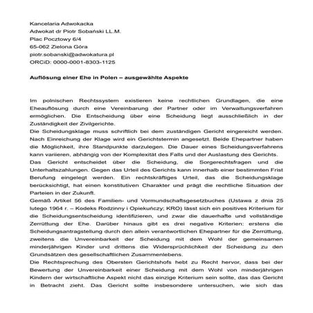 adwokat dr Piotr Sobanski Auflösung einer Ehe in Polen - ausgewählte Aspekte.pdf