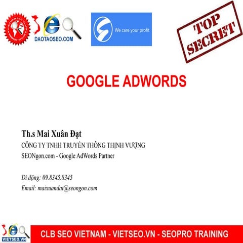 Tài liệu Google AdWords - Khoá học Internet Marketing Vinalink