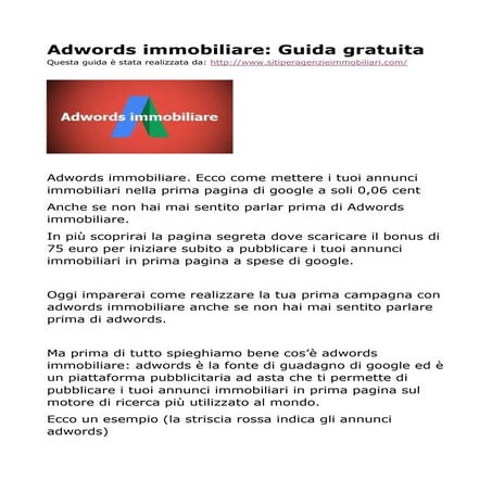 Adwords immobiliare: Guida gratuita