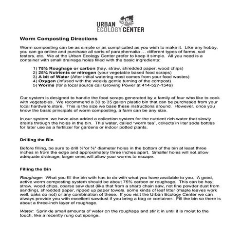 Worm Composting Instructions