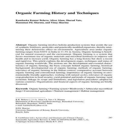 Organic Farming History and Techniques