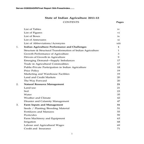 State of Indian Agriculture