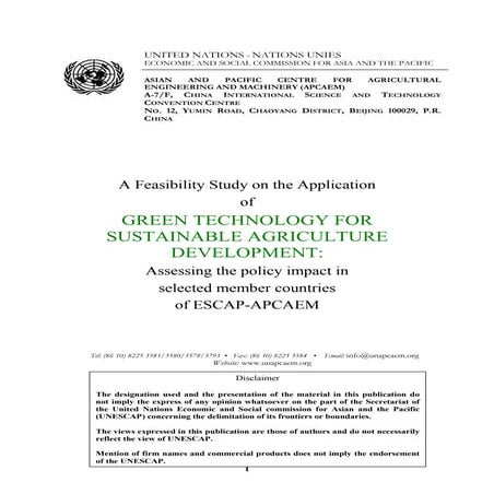Green Technology for Sustainable Agriculture Development | PDF