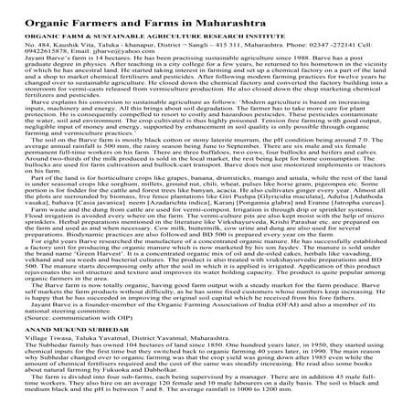 Organic Farmers and Farms in Maharashtra | PDF
