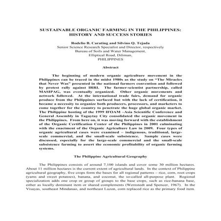 Sustainable Organic Farming in the Philippines: History and Success Stories