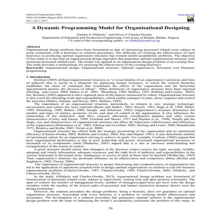 A dynamic programming model for organisational designing | PDF