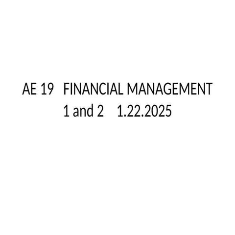 Financial Management  One and Two - Accounting