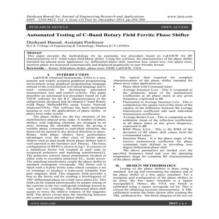 Automated Testing of C-Band Rotary Field Ferrite Phase Shifter