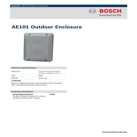 Bosch AE101 Data Sheet