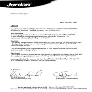 Jordan Intyg Oystein