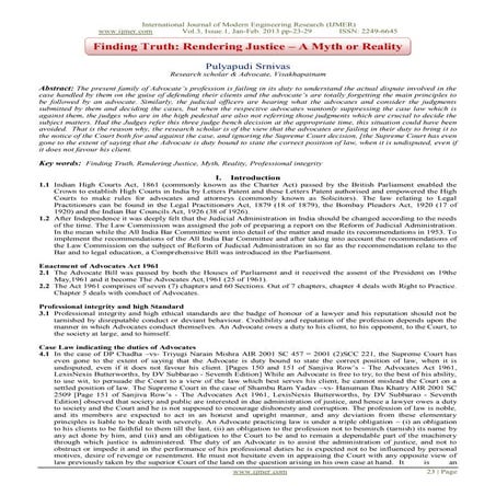 Finding Truth: Rendering Justice – A Myth or Reality