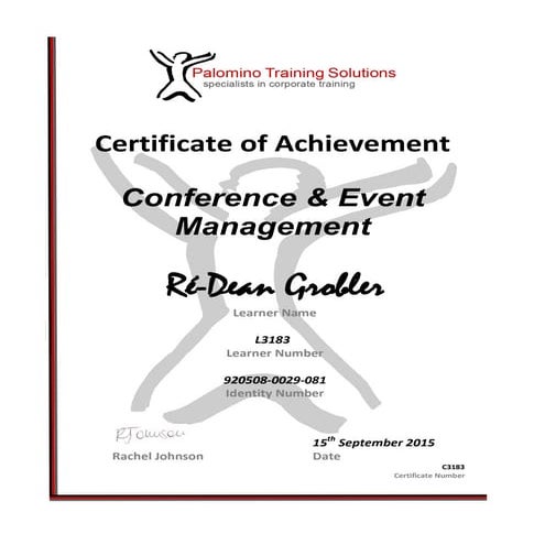 2. Ré-Dean Grobler - Conference & Event Management