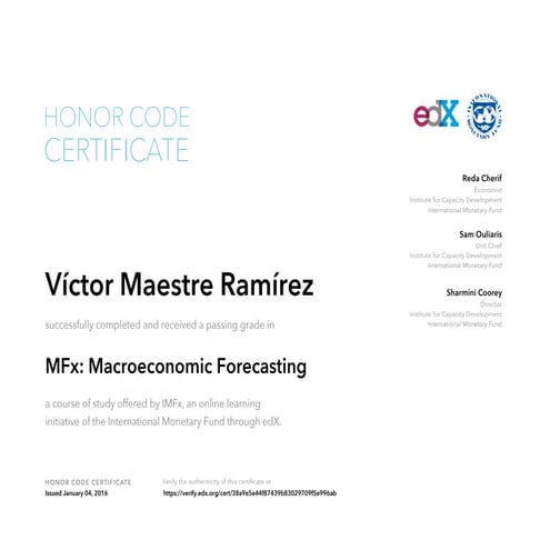 IMF Certificate for Macroeconomic Forecasting | PDF