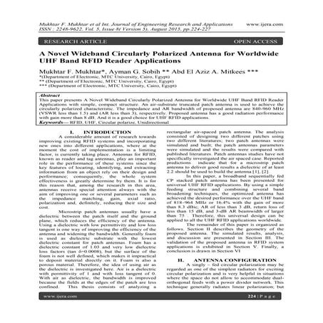 A Novel Wideband Circularly Polarized Antenna for Worldwide UHF Band RFID Rea...