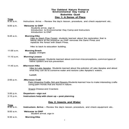 Bobwhite Quail Agenda