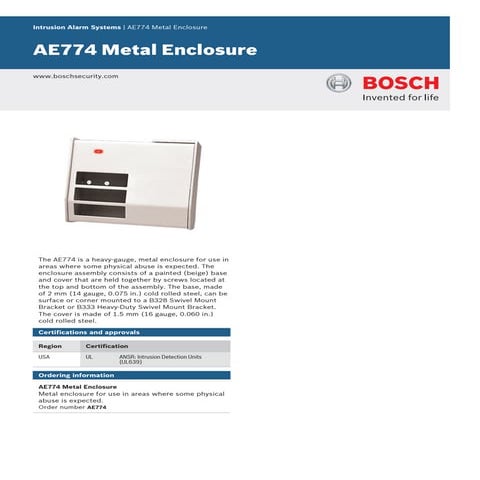 Bosch AE774 Data Sheet