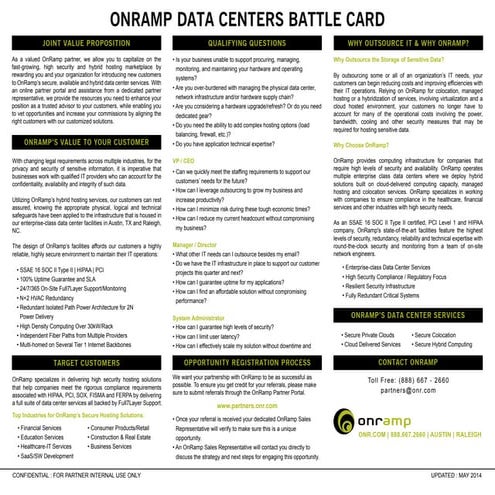 OnRamp Partner Program Battlecard