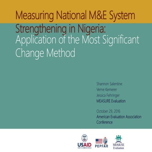Measuring National M&E System Strengthening in Nigeria: Application of the Mo...